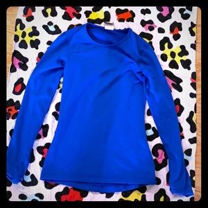 Nike long sleeve athletic top with logo on sleeve.